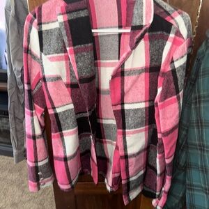 Pink and Black Plaid Blazer